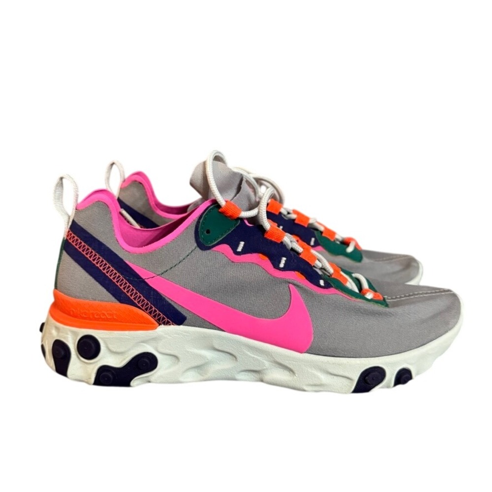 Nike React Element 55 Wolf Grey Hyper Pink Running Shoes BQ2728-006